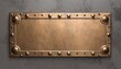 old narrow bronze metal plate or nameboard with rivets 3d illustration