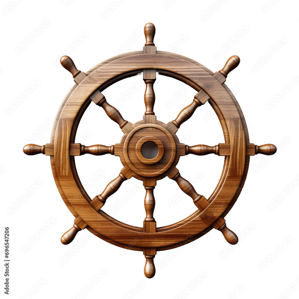 Wooden ship wheel isolated on white or transparent background Stock ...