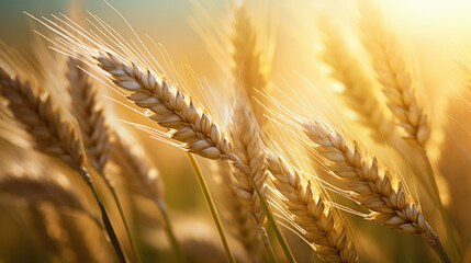 Sticker - Close-up of wheat ears against the background of a wheat field