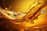Splash of orange liquid oil on dark background, cosmetics or products concept