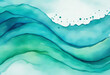 Blue green watercolor background. Art background with copy space for design.