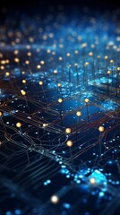 grid surface. abstract science or technology background of quantum computing system with a cyber net
