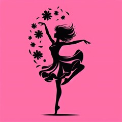 Wall Mural - Flower background with dancing girl	

