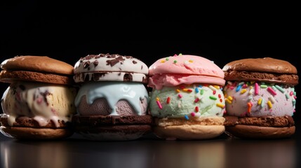 Sticker -  a row of ice cream sandwiches with sprinkles and sprinkles on the top of them.