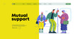 Mutual Support Giving up seat in public transport -modern flat vector concept illustration of man offering his seat to elderly woman on bus A metaphor of voluntary, collaborative exchanges of services