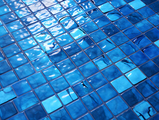 Wall Mural - blue tiles of a pool floor with water