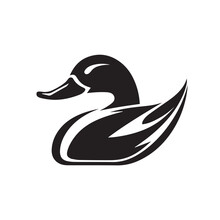 Duck In Cartoon, Doodle Style. Isolated 2d Vector Illustration In Logo, Icon, Sketch Style, Eps 10, Black And White. AI Generative