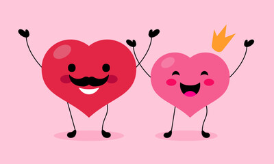 Wall Mural - red pink heart couple for invitation card, valentine's day. happy valentine's day, love, hearts. bea