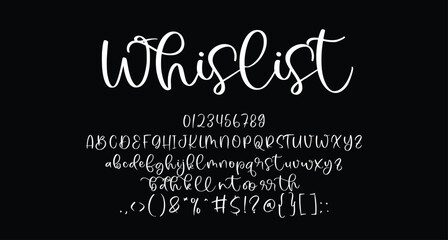 Wall Mural - Whislist beauty script handwritten font Best Alphabet Alphabet Brush Script Logotype Font lettering handwritten.