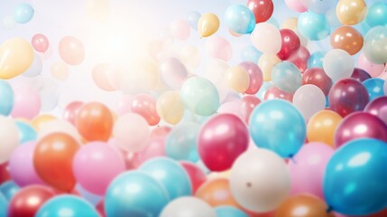 Wall Mural - colorful balloons and confetti for a holiday celebration like birthday anniversary. wallpaper background for ads or gifts wrap and web design. Generative AI