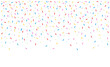 Colorful sprinkle falling rainbow confetti pattern border vector illustration