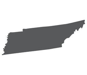 Sticker - Map of Tennessee. Tennessee map. USA map in grey color.