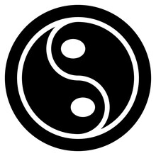 Yin Yang Icon With Glyph Style And Pixel Perfect Base. Suitable For Website Design, Logo, App And UI. Based On The Size Of The Icon In General, So It Can Be Reduced.