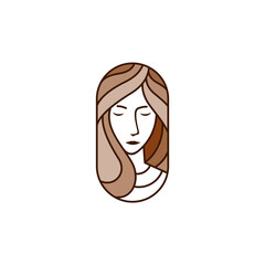 Beauty salon logo with simple design, line style, girl icons