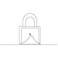 Wall Mural - Continuous One line key lock outline vector art illustration