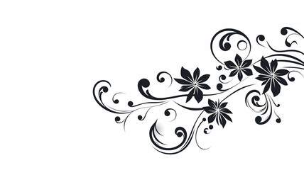 Wall Mural - Floral corner design. Swirl ornament isolated on white