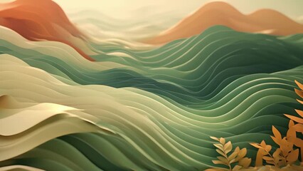 Wall Mural - Minimal animation of nature A subtle ripple effect slowly expands through abstract foliage, creating a calming and organic movement.