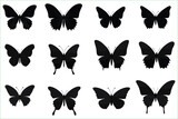 Fototapeta Pokój dzieciecy - Butterfly Silhouettes, Butterfly silhouette collection, set, silhouette butterfly