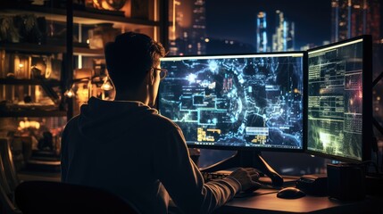 Aufkleber - A programmer or developer typing code on a computer screen. Generative AI.
