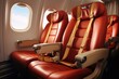 Gold seat belt in the red plane. Generative AI.