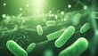 Micro probiotic lactobacillus green microorganism Realistic style. Medical, healthcare and scientific concept 3D illustration.