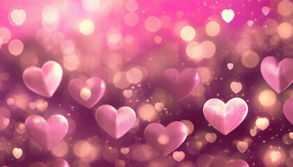Wall Mural - Heart bokeh background. Valentine's day. Romantic background.