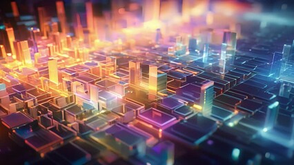 Wall Mural - a holographic simulation revealing the intricate layers of information processing within a digital m