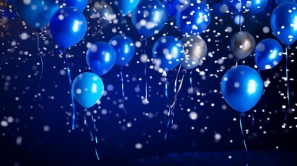 Wall Mural - Elegant Celebration in Royal Blue Hues. Beautiful Happy Birthday Background. Birthday Glitter Confetti Elements. Birthday Background.