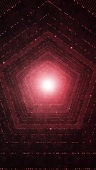 Wall Mural - red digital technology cyberspace tunnel travel seamless loop copy space animation background.