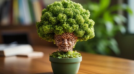 Wall Mural - Close_up_macro_shot_of_brain_shaped_chia_pet