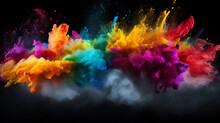 Black Background With Launched Colorful Powder