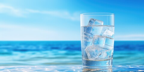 Wall Mural - A glass of clear ice water, time synthesis, Tropical, 8K,