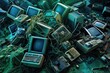 © Iftikhar alam - Old computer in garbage dump. Concept of pollution of the planet, Aerial view capturing a garbage dump with old computers, calculators, and other discarded items, AI Generated