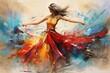 beautiful girl with long hair in a white dress dancing in the studio, ,Beautiful abstract dancer painting, AI Generated