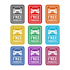 Canvas Print - Free parking  icon isolated on white background. Set icons colorful