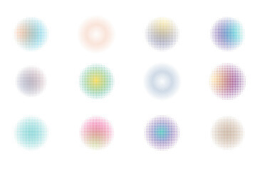 Sticker - Abstract circle halftone. Geometric dots gradient. Element design