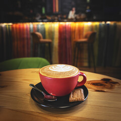 Canvas Print - Cup of cappuccino on the table