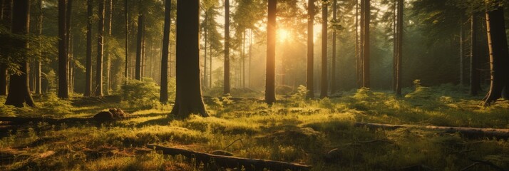 Poster - Soft warm light seeping through the trees