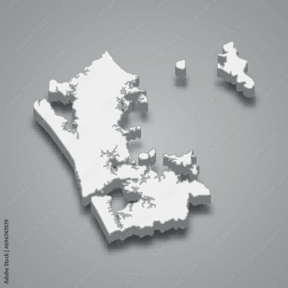 3d isometric map of Auckland is a region of New Zealand Stock Vector ...