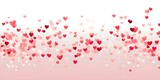 Fototapeta Kwiaty - Valentine Background With Hearts Falling on Transparent.