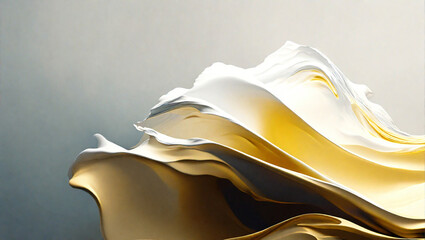 Wall Mural - gold and white graphic wave