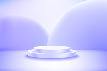 Poster - Bright studio with circle podium. Vector 3d illustration with copy space