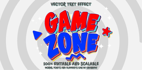 Wall Mural - Editable text effect game zone 3d Cartoon Comic style premium vector