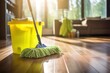 Effectively cleaning the house with a mop, bucket and cleaning products, keeping the house tidy promotes hygiene and cleanliness.