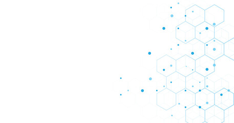Aufkleber - Background of hexagon geometric blue pattern. healthcare medical and technology background.Graphic digital science concept design.	