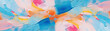 Closeup of abstract rough blue, orange, pink, white  art painting, with oil brushstroke, pallet knife painting, texture	