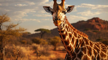 Giraffe (Giraffa Camelopardalis) Is An African Even-toed Ungulate Mammal. Generative Ai