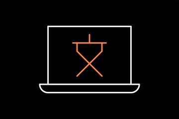 desktop translate app  flat  vector illustration in flat design dark style.