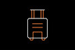 suitcase flat  vector illustration in dark style.