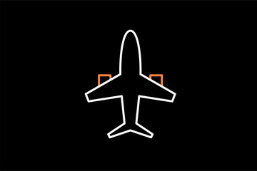 Wall Mural - airplane  flat  vector illustration in  dark style.